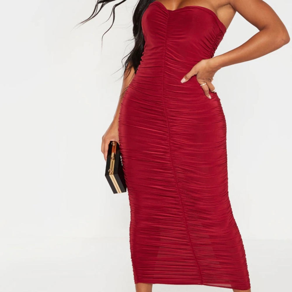 Shape Scarlet Bandeau Ruched Midaxi Dress